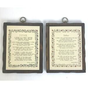 Jerry Schultz Wood Plaque Mother Father Gifts Wall Hangings Vintage Handcrafted
